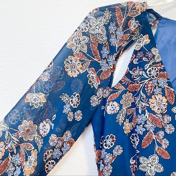 Anthro Line + Dot Floral Sheer Long Sleeve Romper - Picture 4 of 4